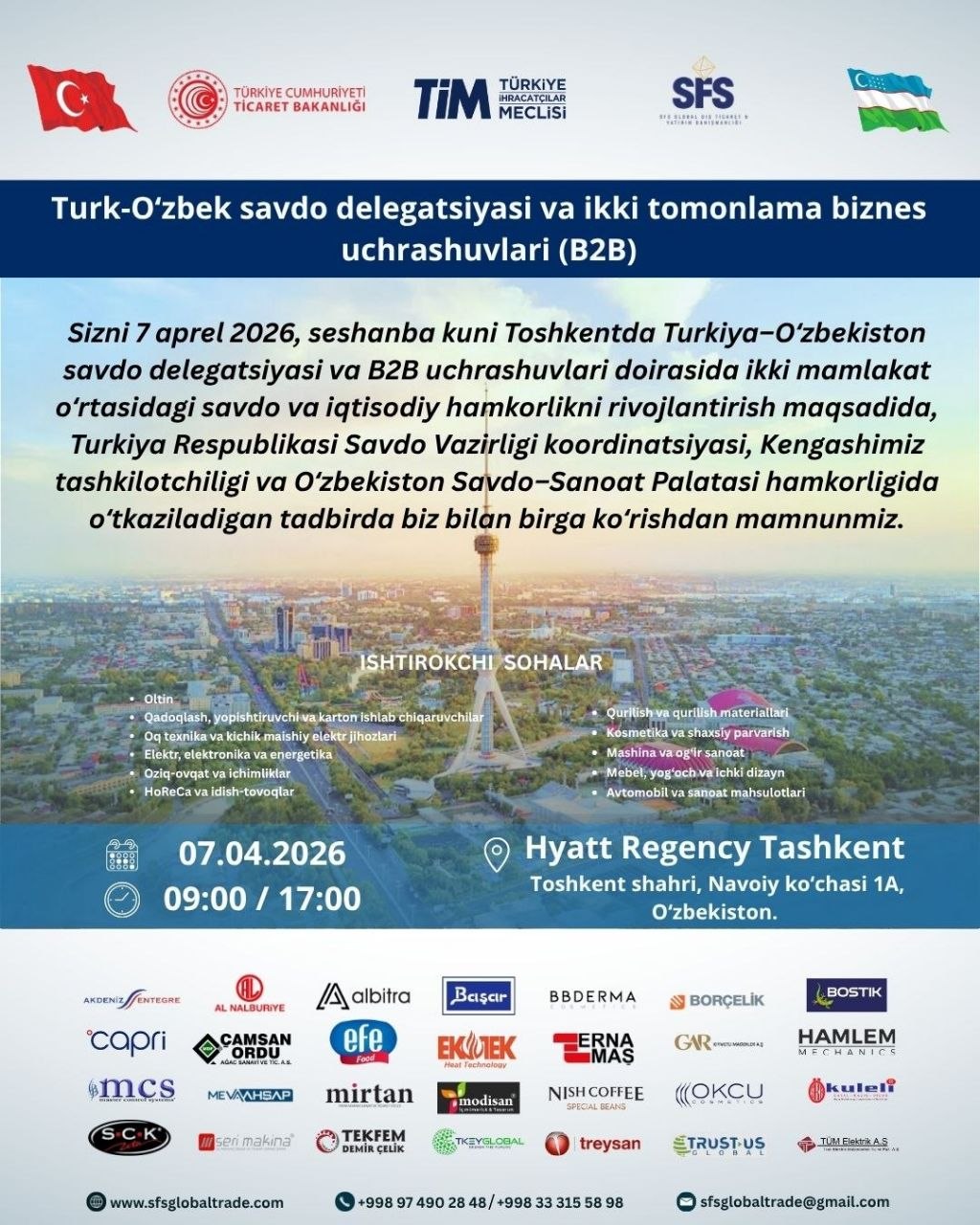 Turk O’zbek savdo Delegatsiyasi biznes uchrashuv